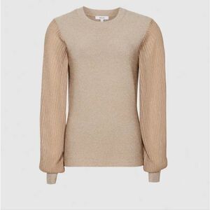 Reiss Stella Metallic Semi-Sheer Sleeve Top